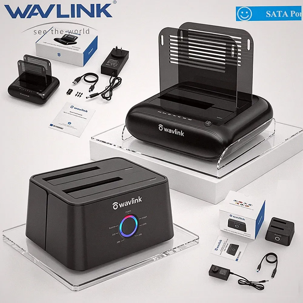 2.5"3.5" HDDs SSDs Hard Drive Docking Station Dual Bay Offline Clone up to 2X20T