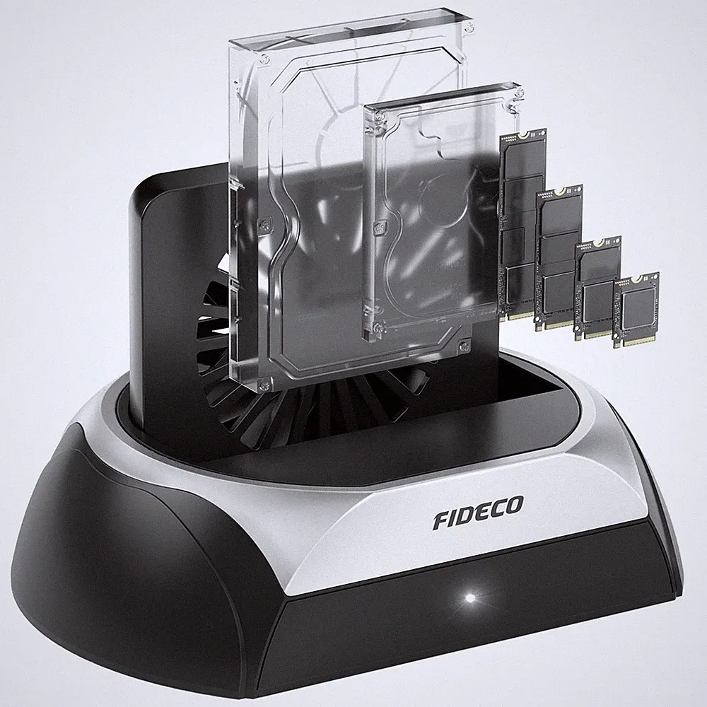 FIDECO Hard Drive Docking Station, M.2 NVMe SSD Docking Station with Cooling...