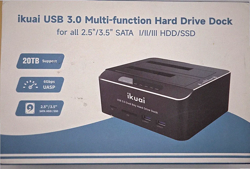 ikuai USB 3.0 Dual Bay Hard Drive Dock, Offline Cloning for Duplicating Drives