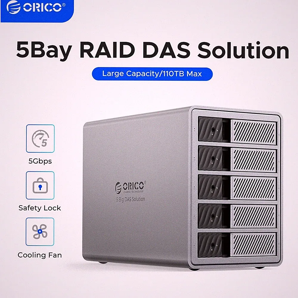 ORICO 5 Bay Hard Drive Enclosure RAID DAS Solution USB 3.0 Dock Pro Series 110TB