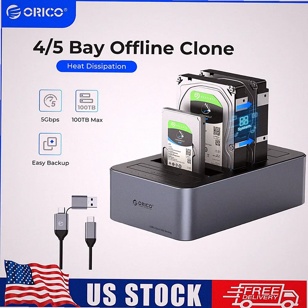 ORICO 5Bay Hard Drive with Cloner Hard Drive Docking Station 2.5''/3.5'' SSD HDD