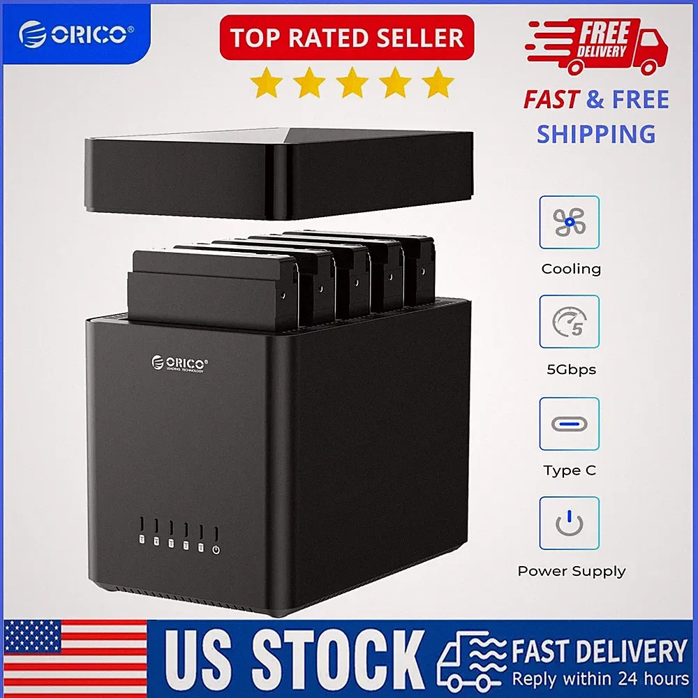 ORICO USB3.0/Type C 2/5 Bay Hard Drive Enclosure 3.5" SATA HDD Docking Station