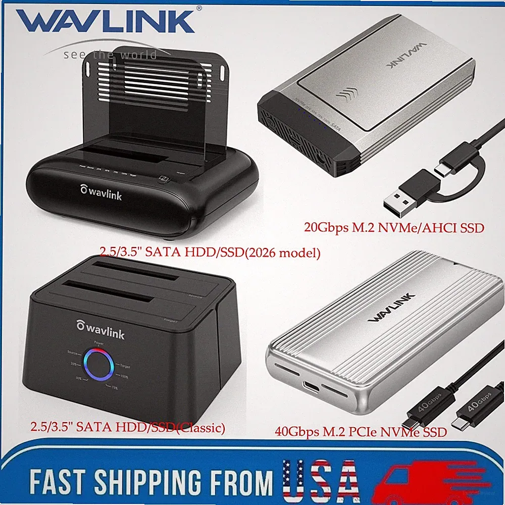 WAVLINK M.2 NVMe SSD HDD Hard Drive Dock External Enclosure SATA Case SSD Reader